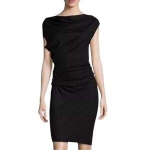 Helmet Lang Black Sonar Wool Asymmetrical Dress Size XS